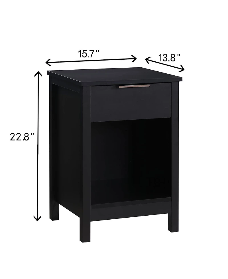 Streamdale Furniture Retro 3-Tier Nightstand with Drawer and Shelf