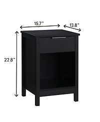 Streamdale Furniture Retro 3-Tier Nightstand with Drawer and Shelf