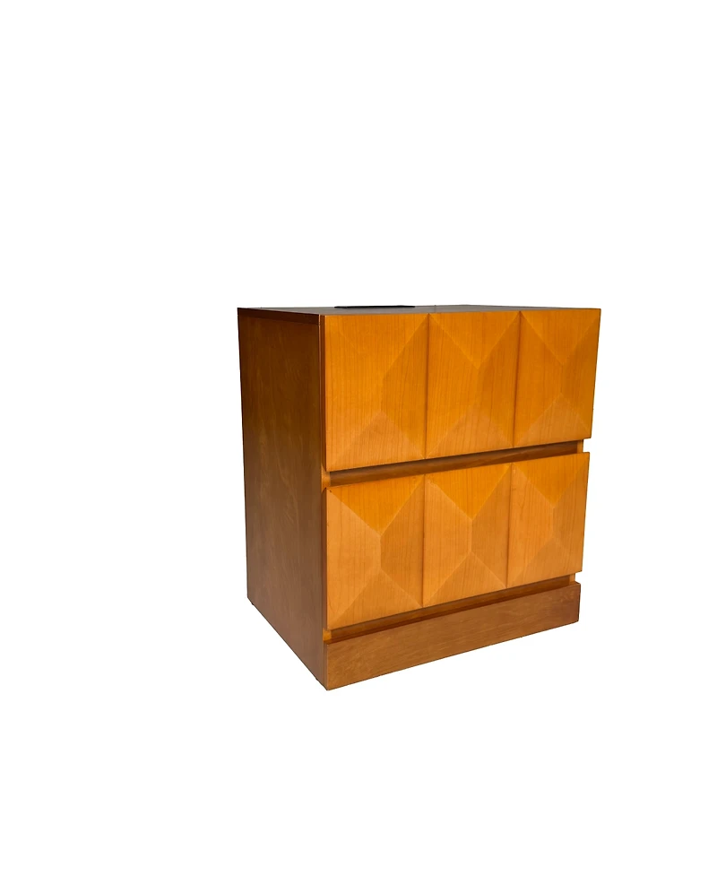 Streamdale Furniture Tall Modern Nightstand with Charging Station and Drawers, Natural Wood