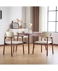 Flynama Set of 2 Pu Foam Dining Chairs, Dark Walnut Rubber Wood Frame 300lbs Weight Capacity