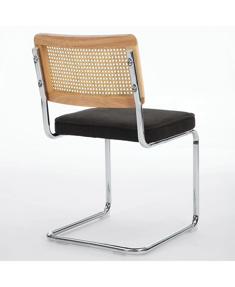 Flynama Set of 2 Back Cantilever Dining Chairs, Velvet Upholstered Chrome Double Steel Pipe Base 360 Lbs Capacity