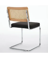 Flynama Set of 2 Back Cantilever Dining Chairs, Velvet Upholstered Chrome Double Steel Pipe Base 360 Lbs Capacity