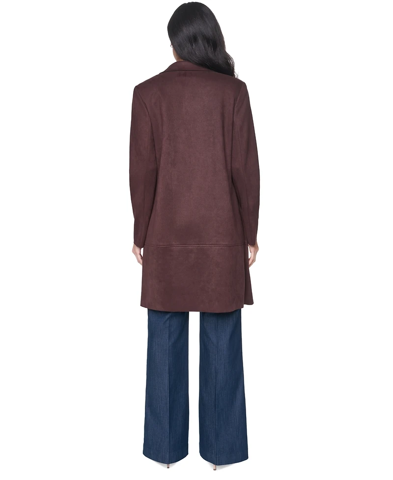 Tommy Hilfiger Women's Scuba Suede Topper Open-Front Faux Jacket