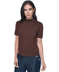 Tommy Hilfiger Women's Short-Sleeve Mock-Neck Puff-Sleeve Sweater