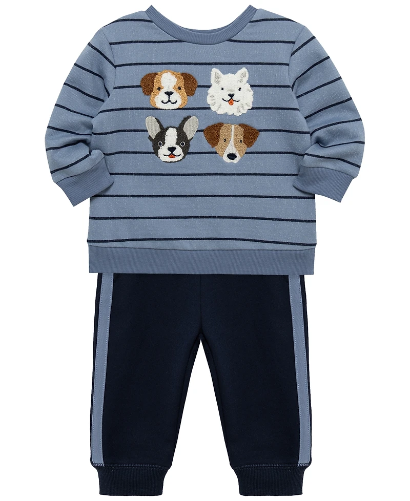 Little Me Baby Boys' Puppy Graphic Sweatshirt and Pants, 2-Piece Set