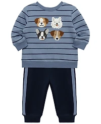 Little Me Baby Boys' Puppy Graphic Sweatshirt and Pants, 2-Piece Set