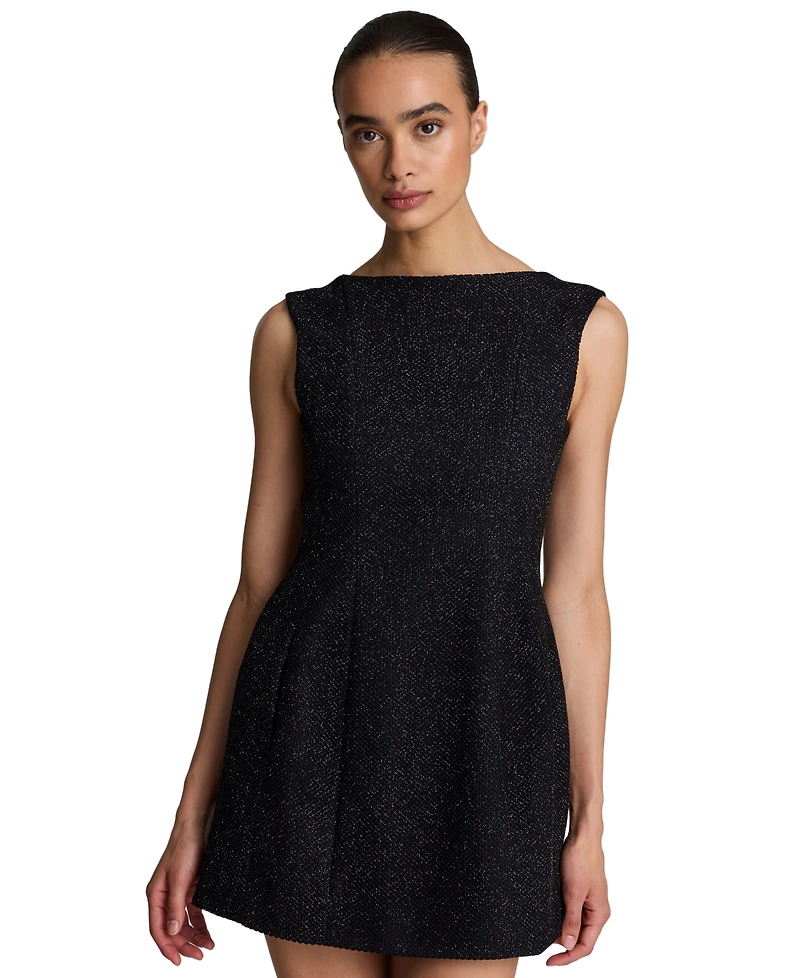 Kenneth Cole Women's Boat-Neck Scoop-Back Tweed Mini Dress