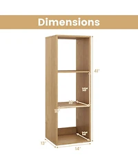 Sugift 3-Cube Bookshelf with Back Guardrail for Living Room