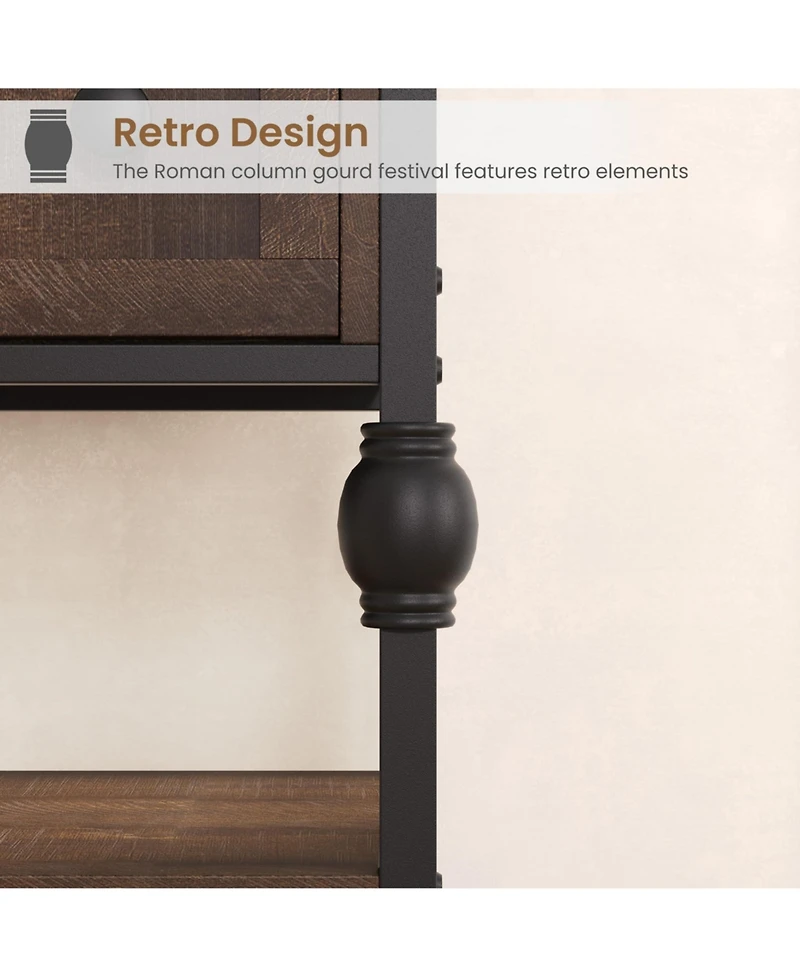 gaomon 52" Console Table with 3 Drawers, Roman Column Entryway Table, Narrow Sofa Table Behind Couch, Industrial Hallway Table with Storage Shelf