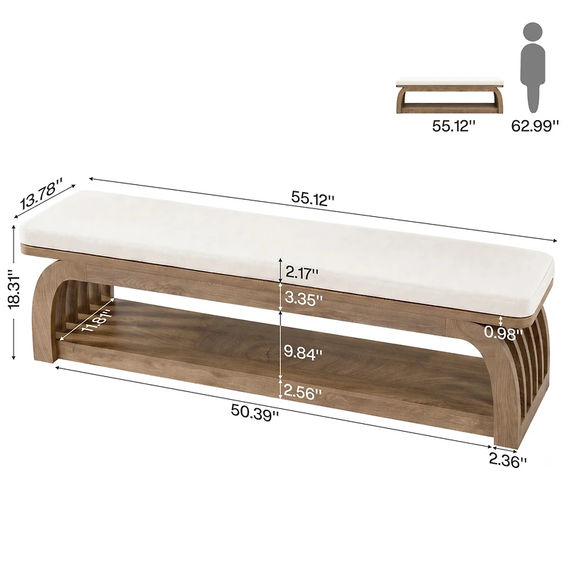 Tribesigns Solid Wood Dining Bench,Kitchen Bench with Rubberwood Legs