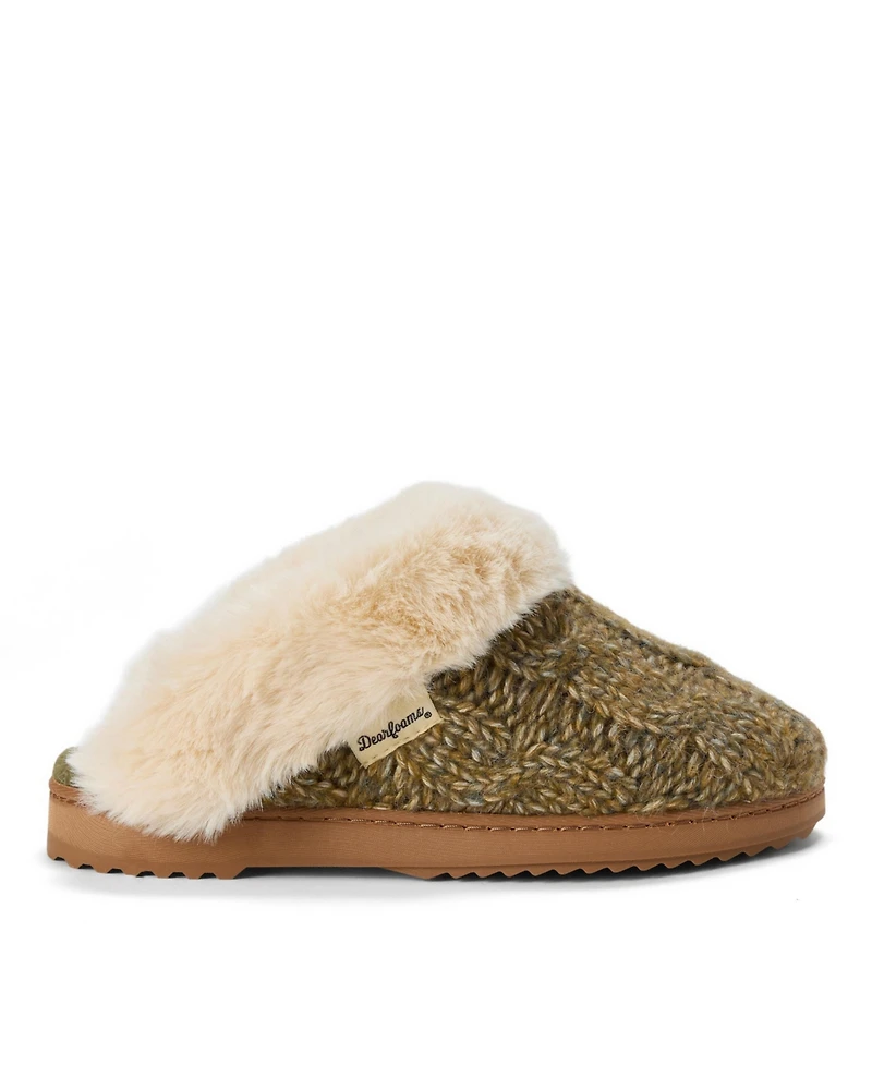 Dearfoams Women's Nicki Knit Scuff Cable Slippers