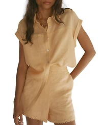 Mint Velvet Women's Linen Blend Sheer Panel Shirt