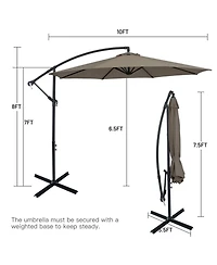 Gouun 10 feet Cantilever Offset Patio Umbrella with 8 Ribs