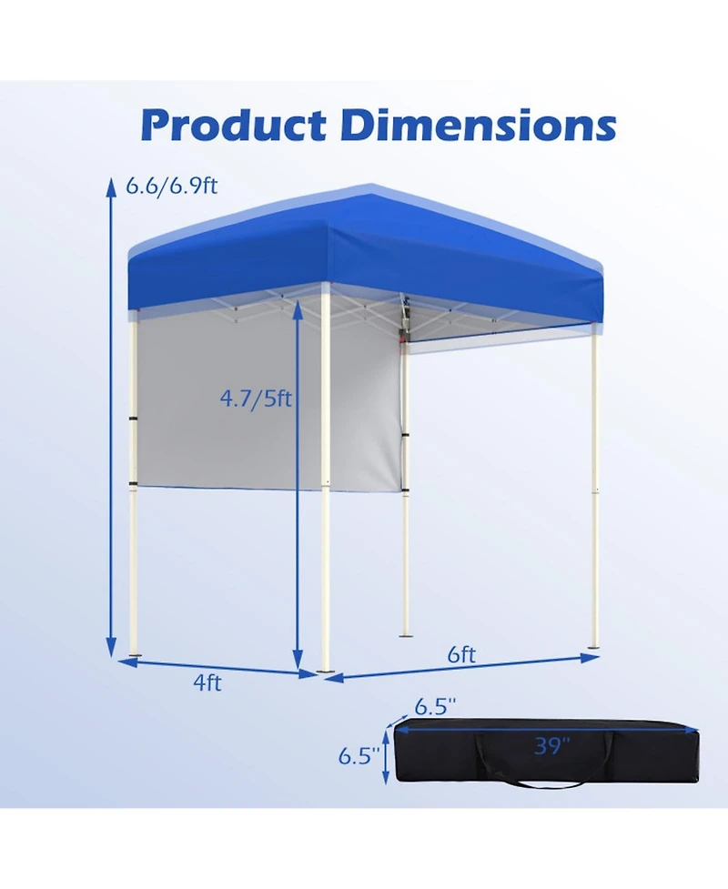 Gouun 6 x 4 feet Pop-Up Canopy Tent with Half Sidewall and Carry Bag