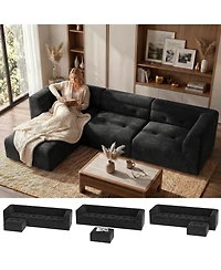 Aheaplus 4-Seater L-Shaped Modular Sectional Sofa, Boneless Living Room Sofa