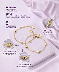 GiGiGirl 14K Gold Plated Station Bracelet 2-Piece Set
