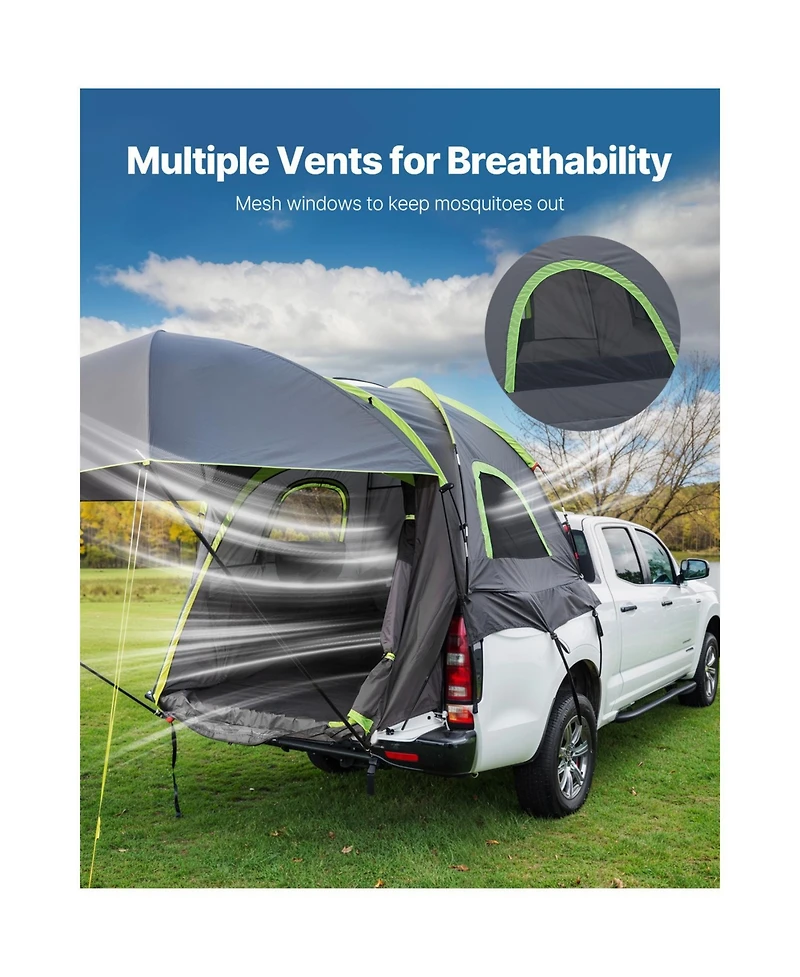 Hongge Pickup Truck Bed Tent for 5 to 5.2 Feet Beds with Expandable Awning Rainfly and Storage Bag