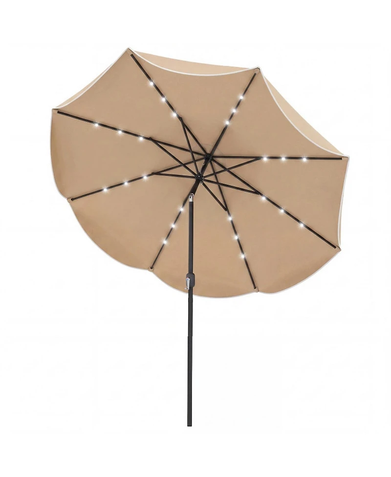 Gouun 10 feet Scalloped Solar Patio Umbrella with 24 Led Lights and Tilt