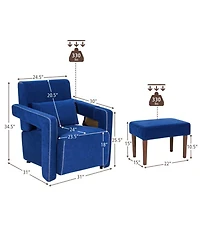 Gouun 31 Inch Berber Fleece Accent Chair with Matching Ottoman and Lumbar Pillow