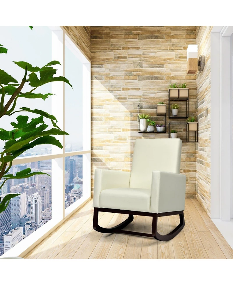 Gouun 2-in-1 Convertible Rocking and Stationary Upholstered Armchair