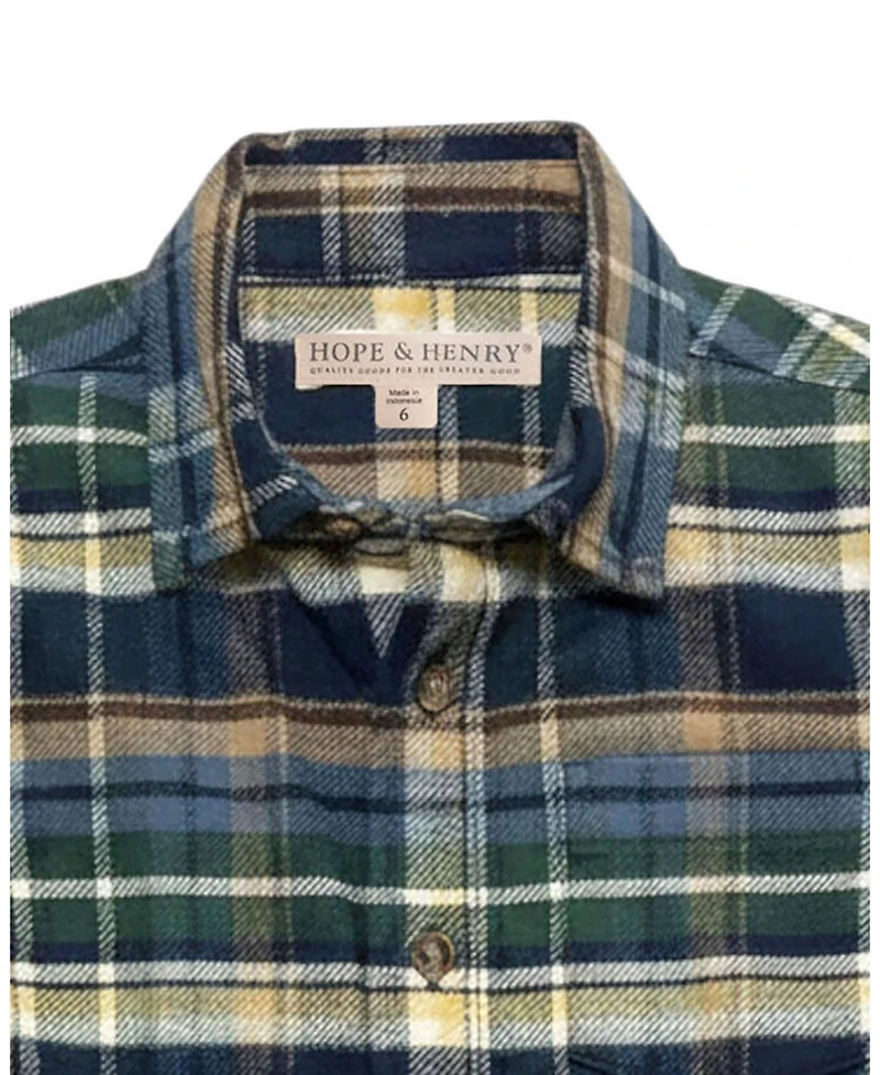 Hope & Henry Little and Big Boys' Xxs - Xl Organic Long Sleeve Flannel Shirt
