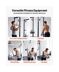 Hongge 2-Piece Lat and Lift Pulley System with Steel Cables Short Bar and Dual Grip Handles up to 330 lbs