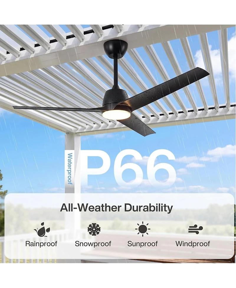 Tribesigns 52" Outdoor Ceiling Fans with Lights and Remote
