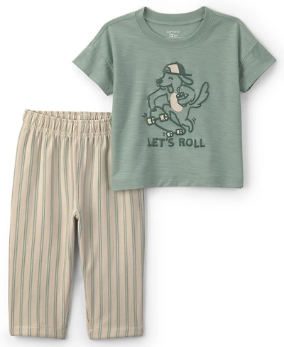 Carter's Baby Boys' Skateboard Graphic T-Shirt and Striped Pants, 2-Piece Set