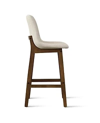 Maison Boucle Set of 6 Counter Height Bar Stools, Polyester Upholstered, Solid Wood Frame, Low Back Scoop