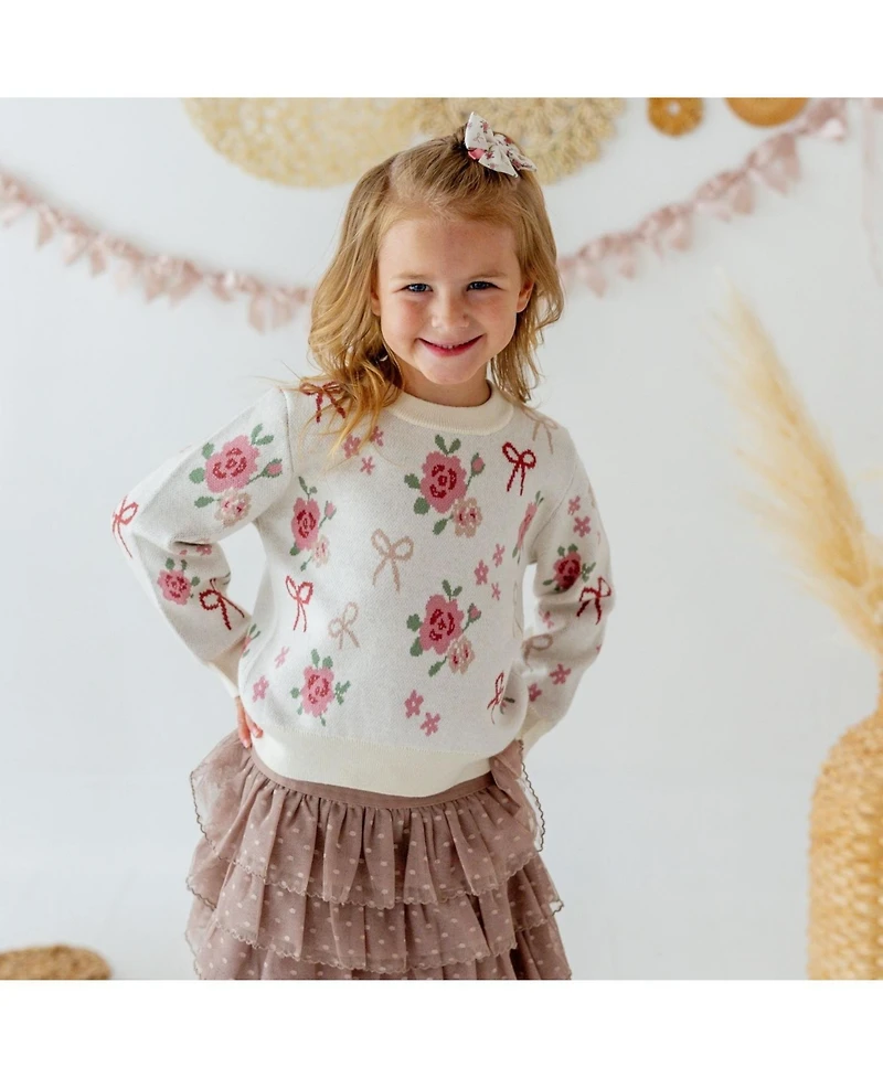 Sweet Wink Toddler Girls Coquette Rose Sweater