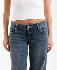 Em & Cass Juniors' Low-Rise Wide-Leg Jean