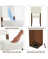 homfan Dining Chairs Set of Upholstered Fabric Armless Kitchen Side with Walnut Wood Legs Padded Seat and Back for Room Living
