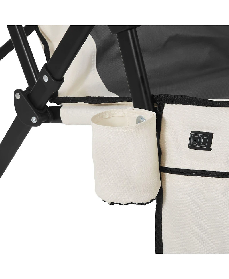 Mountaintop Heated Camping Chair, 3 Heat Settings, High Back Folding Chair, 260lbs Support, Padded Armrest and Cupholder