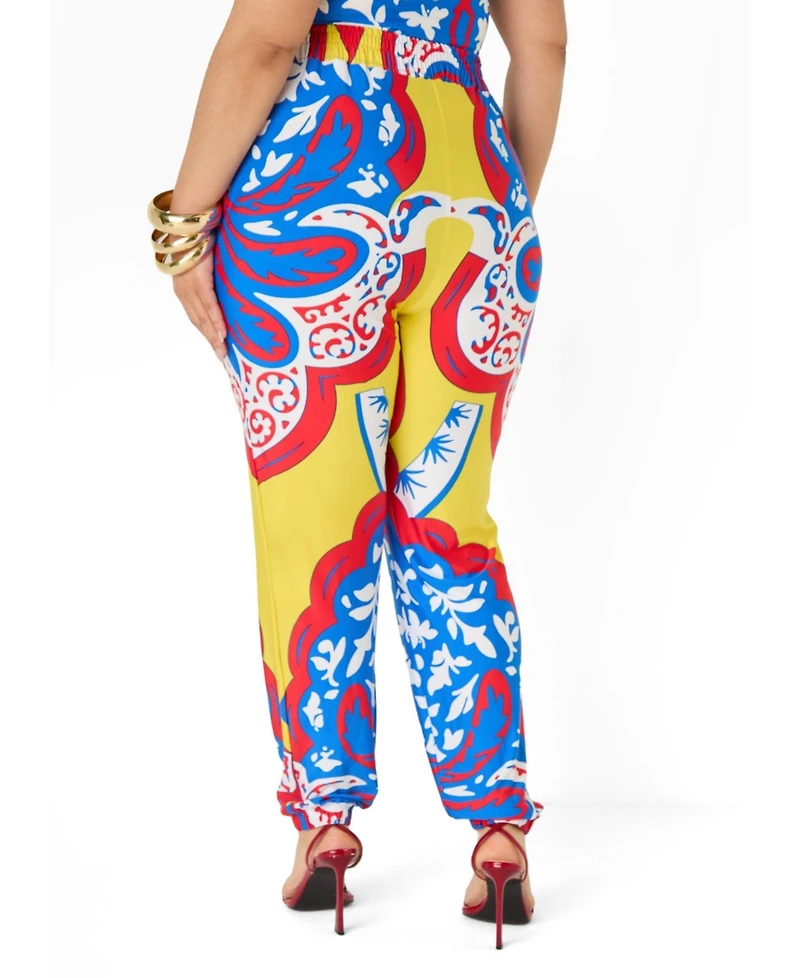 Ashley Stewart Women's High Rise Printed Joggers