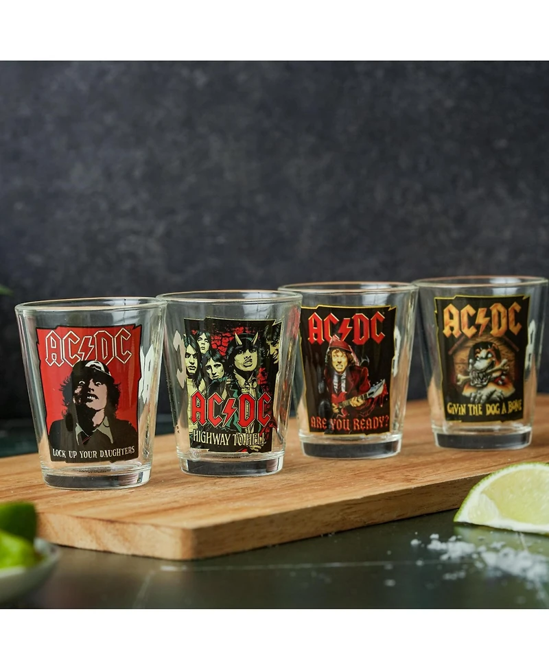 Icup, Inc. Ac/Dc Icons 4-Piece 1.5oz Shot Glass Set