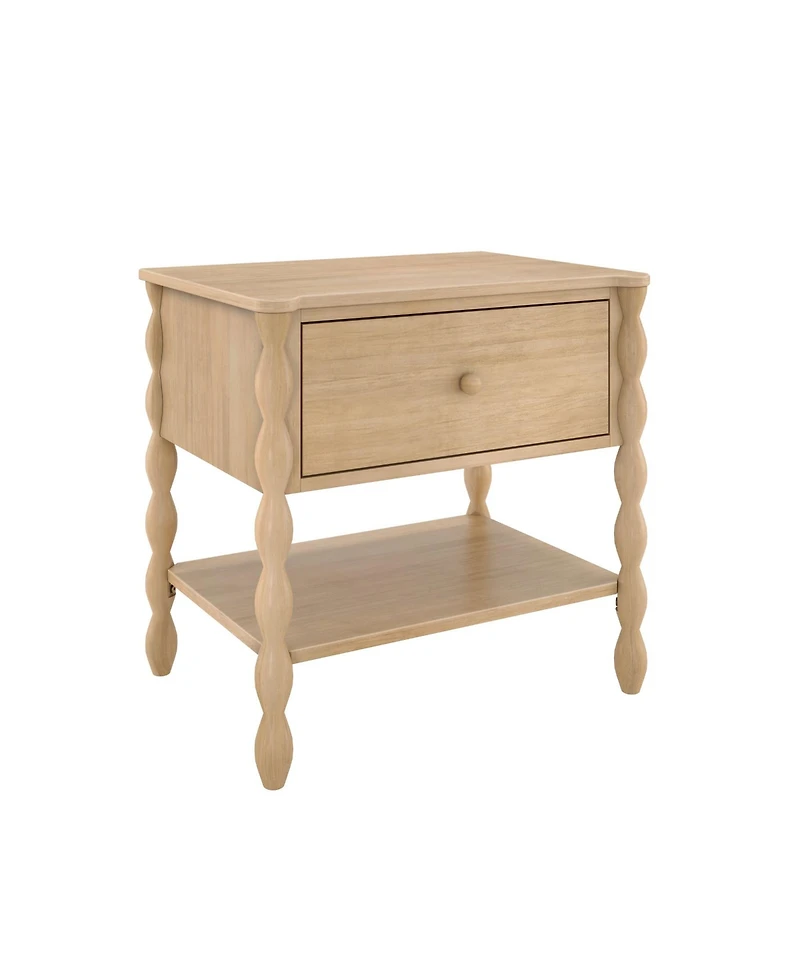 Plank+Beam Jenny Lind Nightstand with 1 Drawer and Bottom Shelf, Blonde