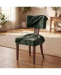 homfan Mid-Century Modern Dining Chairs Set of 2 Upholstered Style Inspired Chenille, Curved Backrest, Hardwood Frame, Farmhouse Accent