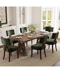 homfan Mid-Century Modern Dining Chairs Set of 2 Upholstered Style Inspired Chenille, Curved Backrest, Hardwood Frame, Farmhouse Accent