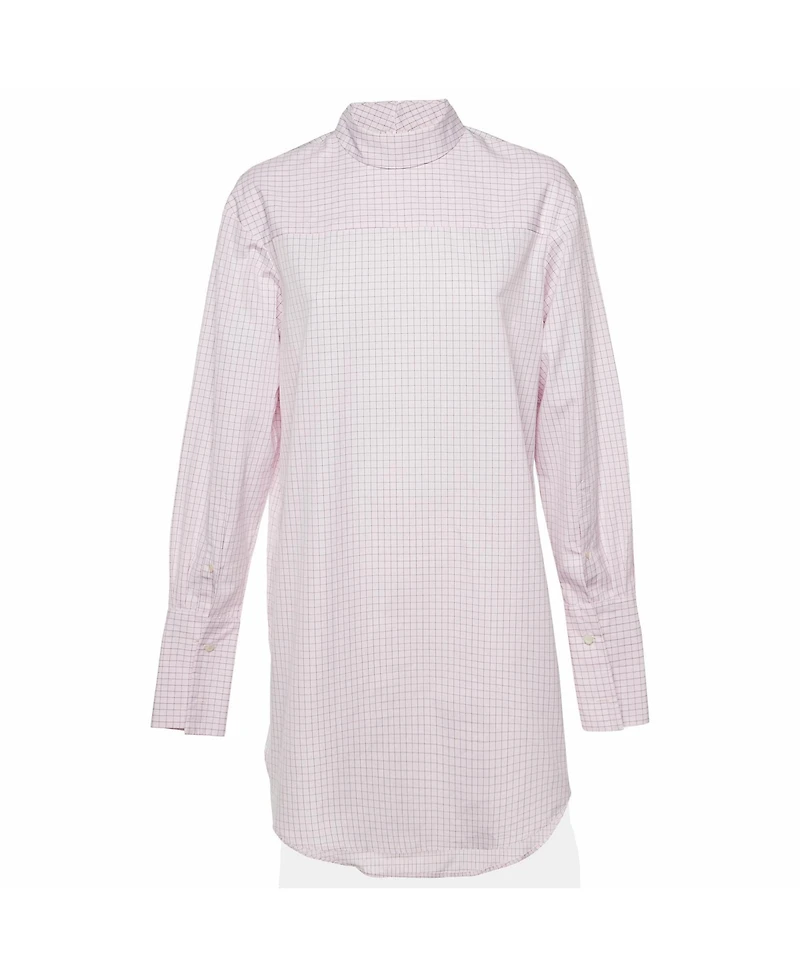 Pre-Owned Dries Van Noten Women's Corso Checkered Cotton Mock Neck Shirt