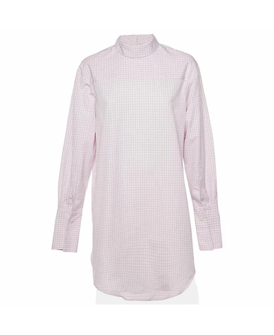 Pre-Owned Dries Van Noten Women's Corso Checkered Cotton Mock Neck Shirt