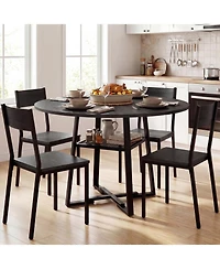 Mecale 47-Inch Round Dining Table for 4-6 with Storage Shelf