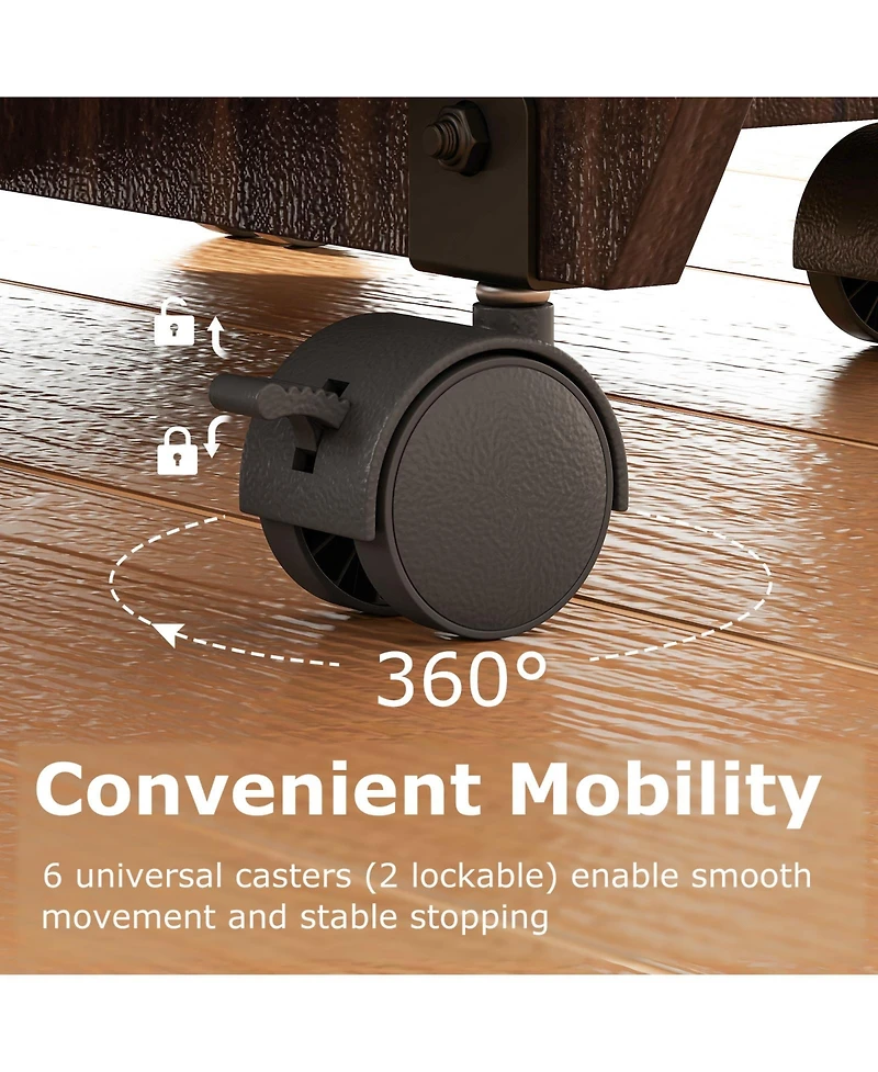 Mecale 3-in-1 Folding Drop-Leaf Dining Table with Drawers and Lockable Wheels