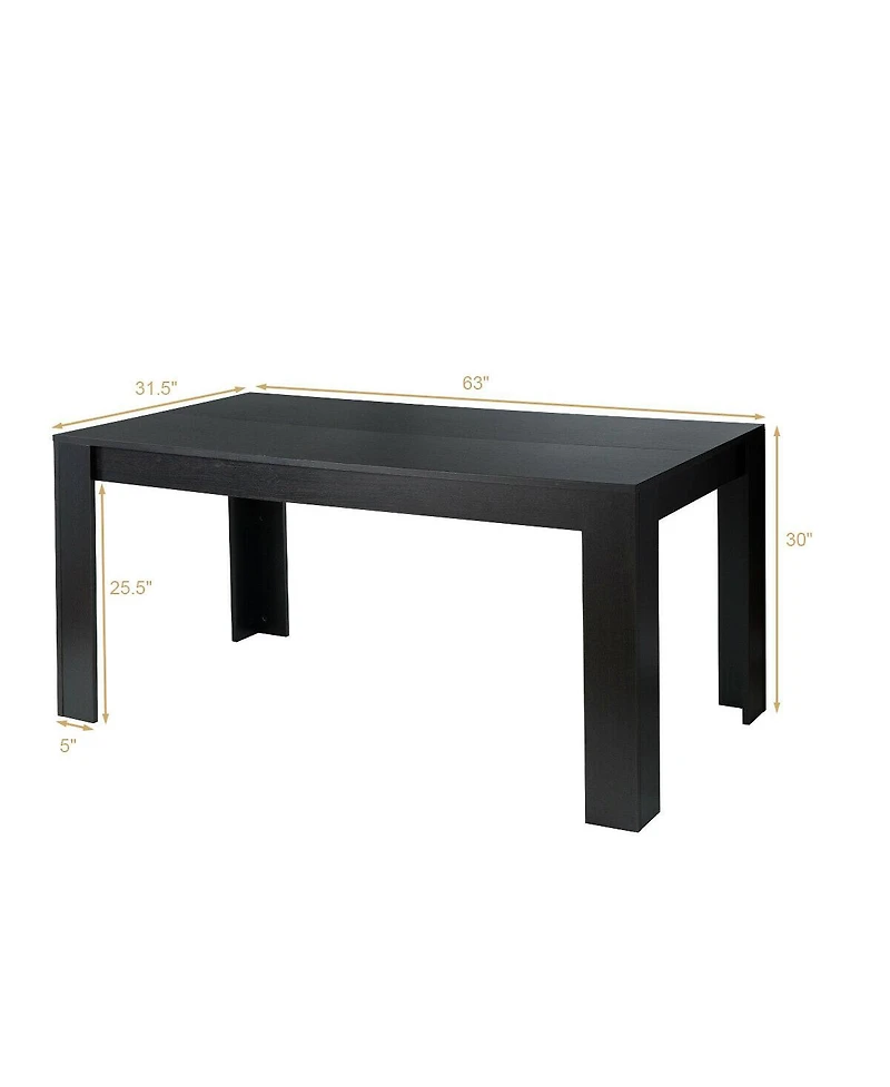Mecale 63-Inch Rectangular Dining Table for 6 with Solid Wood Legs