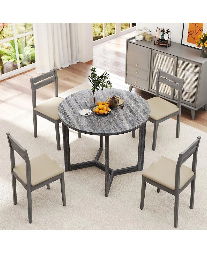 Mecale 36-Inch Round Dining Table with Wing-Shaped Pedestal Base