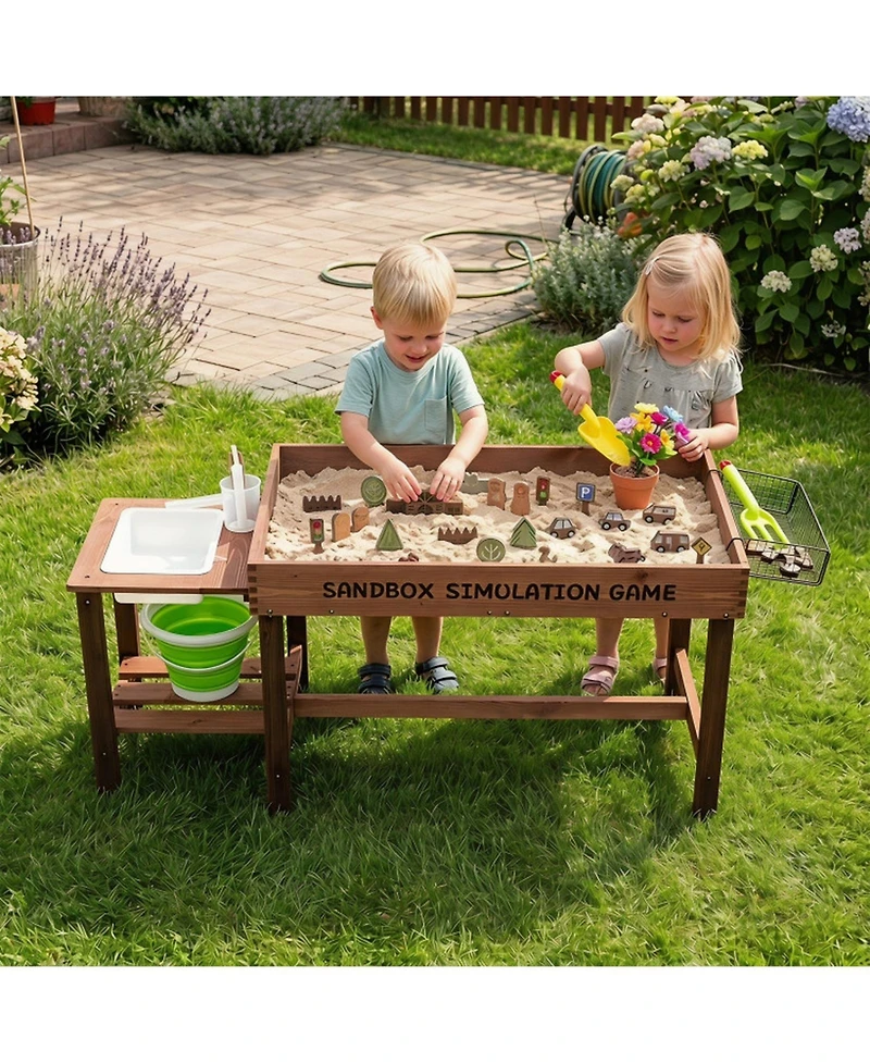 Sugift Toddler Sensory Table with Pump-Powered Water Play, 33 Sand Toys, Ages 3+
