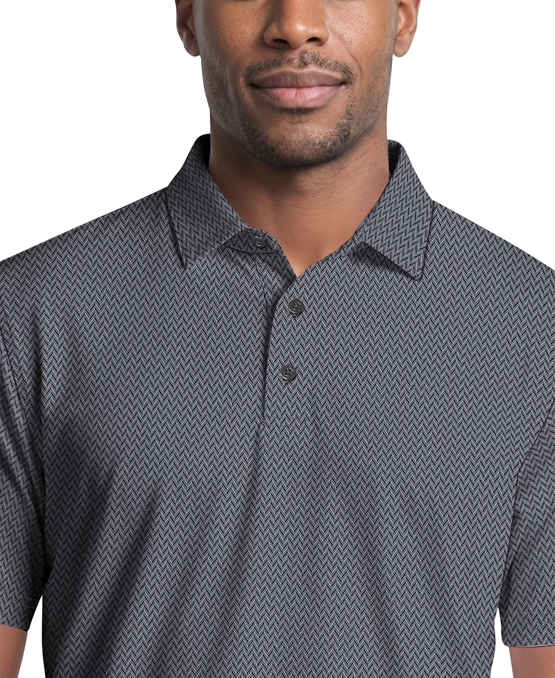 Pga Tour Men's Herringbone Jacquard Golf Polo Shirt