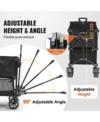 Mountaintop Foldable Double Decker Wagon,400L Cart,350-450LBS,All-Terrain Wheels,52" Extender,Camping Garden
