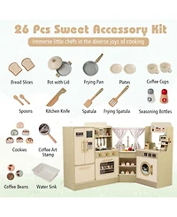 Sugift Corner-Fit Wooden 21-Piece Play Kitchen, Ages 3+
