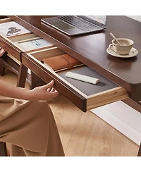 Streamdale Furniture Solid Rubber Wood Retro Writing Desk with Drawer, 39.37