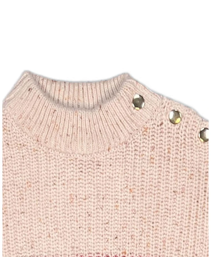 Hope & Henry Little and Big Girls (Xxs - L) Organic Mock Neck Sweater with Buttons